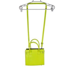 NWT PU Leather Textured Crossbody Nano Tote Bag Neon Green OS